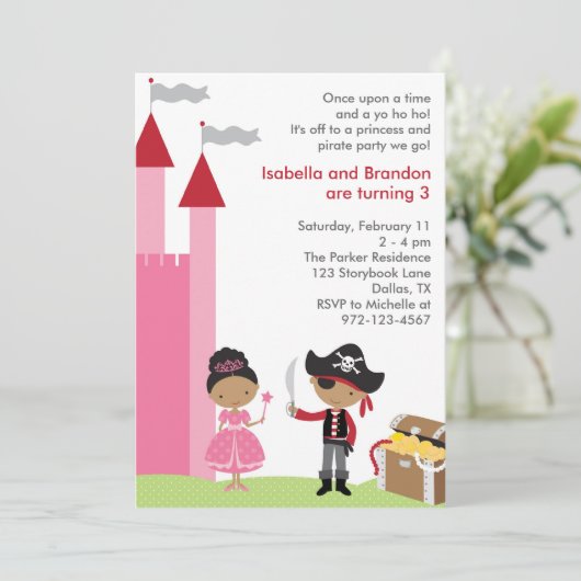 Uitnodiging van Afrikaanse Amerikaanse prinses en  (Staand voorkant)