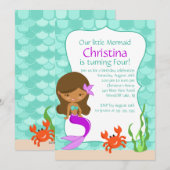 Uitnodiging van Afrikaanse Amerikaanse Zeemeermin (Voorkant / Achterkant)