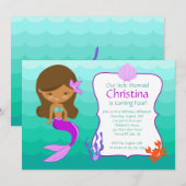 Uitnodiging van Afrikaanse Amerikaanse Zeemeermin (Voorkant / Achterkant)