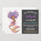 Uitnodiging van Afrikaanse Amerikaanse Zeemeermin (Voorkant / Achterkant)