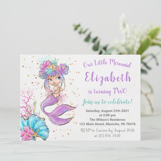 Uitnodiging van Afrikaanse Amerikaanse Zeemeermin (Staand voorkant)