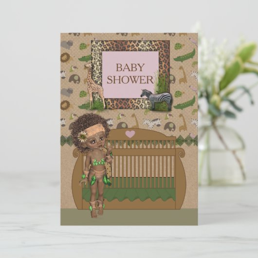 Uitnodiging van Afrikaanse Baby shower (Staand voorkant)
