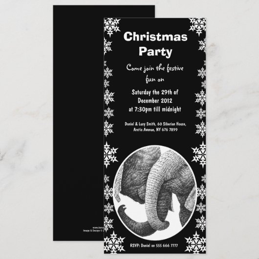 Uitnodiging van Afrikaanse Elephant-kerstfeest (Voorkant / Achterkant)
