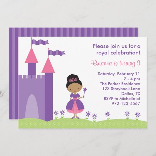 Uitnodiging van Afrikaanse prinses Birthday (Voorkant / Achterkant)