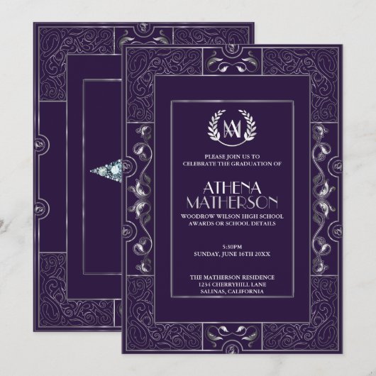 Uitnodiging van afstudeerders - Klassieke Gatsby-s (Voorkant / Achterkant)