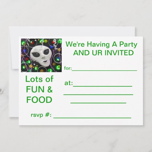 Uitnodiging van Alien Party (Achterkant)