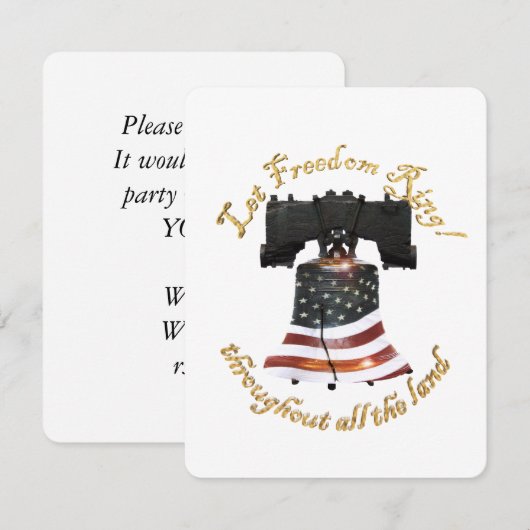 Uitnodiging van American Flag Liberty Bell (Voorkant / Achterkant)