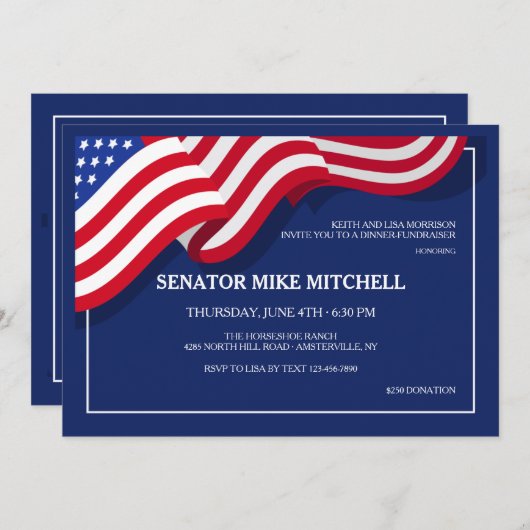 Uitnodiging van Amerikaanse vlag Fundraising (Voorkant / Achterkant)