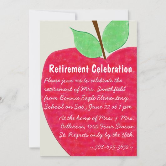 Uitnodiging van Apple-pensionering van Ruby Red Te (Achterkant)