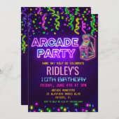 uitnodiging van Arcade Party (Voorkant / Achterkant)