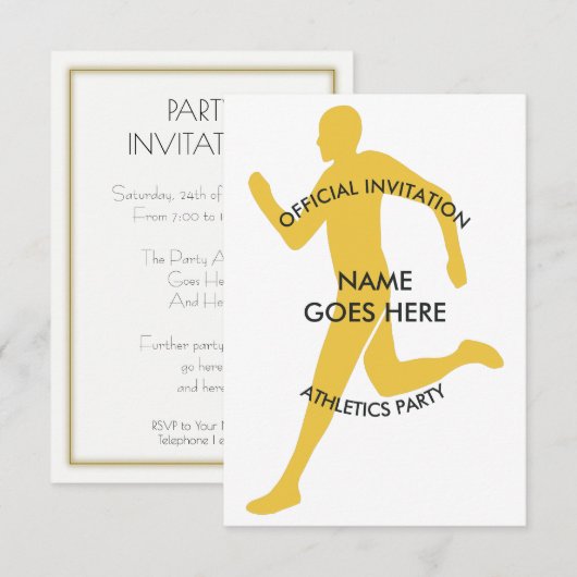  uitnodiging van Athletics Party (Voorkant / Achterkant)