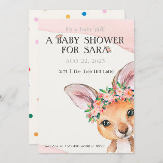 uitnodiging van baby kangaroo voor Baby shower