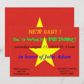 Uitnodiging van baby shower met de vlag van Vietna (Voorkant / Achterkant)