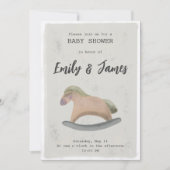 Uitnodiging van baby shower met Rocking Horse (Voorkant)