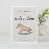 Uitnodiging van baby shower met Rocking Horse (Staand voorkant)