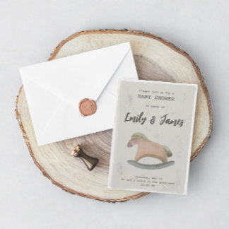 Uitnodiging van baby shower met Rocking Horse