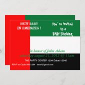 Uitnodiging van baby shower met vlag van de VAE (Voorkant / Achterkant)