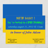 Uitnodiging van baby shower met vlag van Oekraïne (Voorkant / Achterkant)