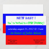 Uitnodiging van baby shower met vlag van Rusland (Voorkant / Achterkant)