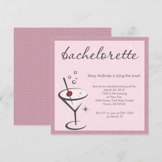 uitnodiging van bachelorette (Voorkant / Achterkant)