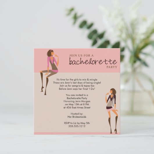 uitnodiging van bachelorette (Staand voorkant)