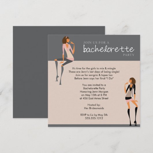 uitnodiging van bachelorette (Voorkant / Achterkant)