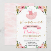 uitnodiging van Ballerina-partij (Voorkant / Achterkant)