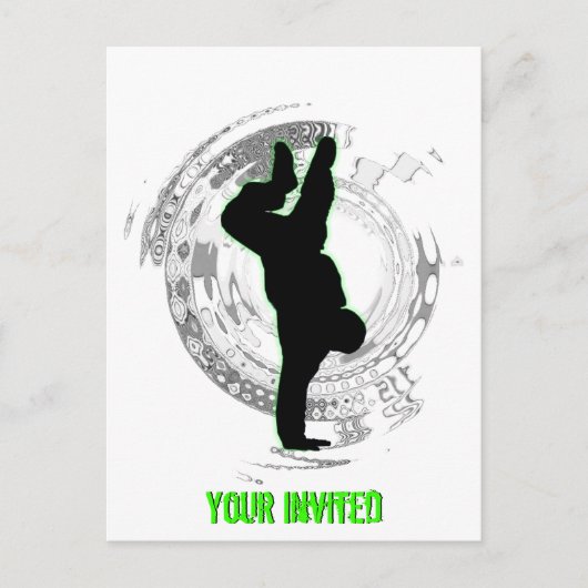Uitnodiging van Bboy Party Briefkaart (Voorkant)