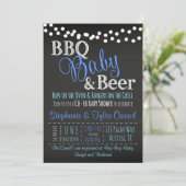 Uitnodiging van BBQ-Baby- en Beer Chalkboard Boy-S (Staand voorkant)