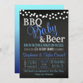 Uitnodiging van BBQ-Baby- en Beer Chalkboard Boy-S (Voorkant / Achterkant)