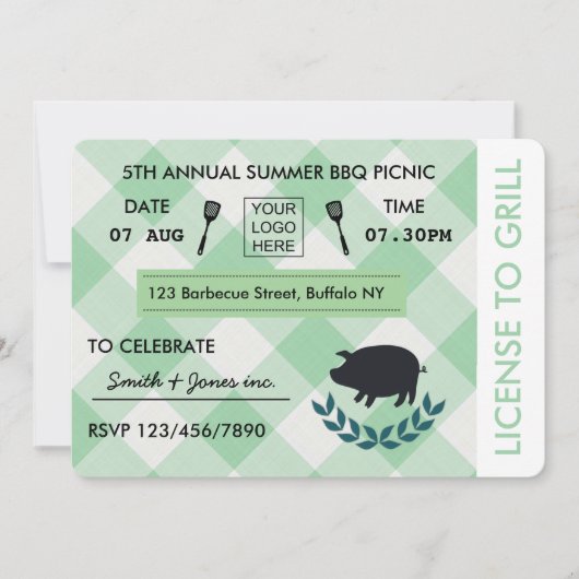 Uitnodiging van BBQ Barbecue Picnic Party (Voorkant)