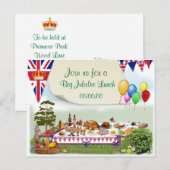 Uitnodiging van Big Queen's Jubilee Lunch Briefkaart (Voorkant / Achterkant)
