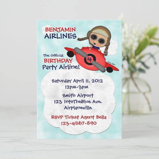 uitnodiging van Birthday Party Airlines (Staand voorkant)