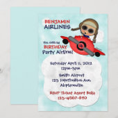 uitnodiging van Birthday Party Airlines (Voorkant / Achterkant)