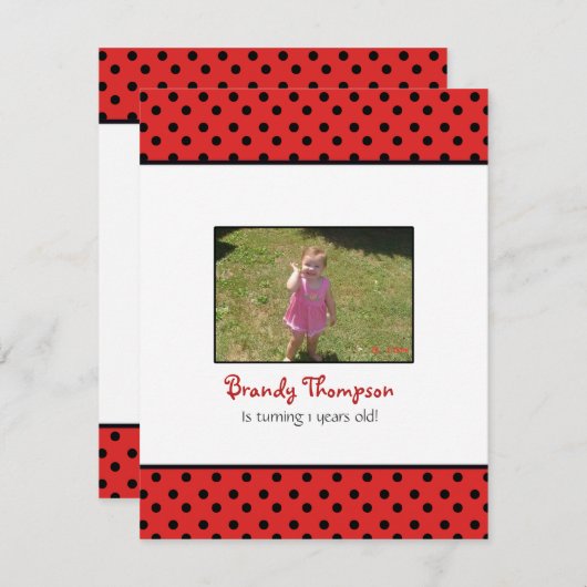 Uitnodiging van Black and Red Polka Dot Lady Bug P (Voorkant / Achterkant)