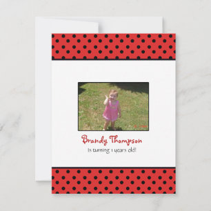 Uitnodiging van Black and Red Polka Dot Lady Bug P