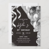 Uitnodiging van Black and Silver Birthday Party (Voorkant)