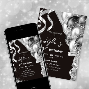 Uitnodiging van Black and Silver Birthday Party