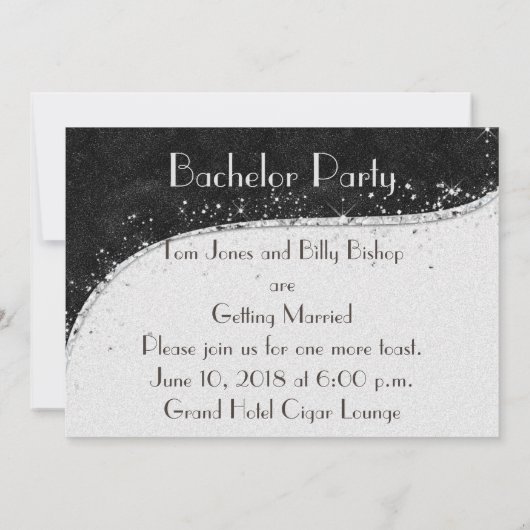 Uitnodiging van Black and Silver Gay Bachelor Part (Achterkant)