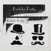 Uitnodiging van Black and Silver Gay Bachelor Part (Voorkant / Achterkant)