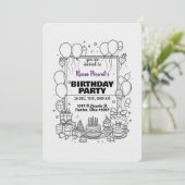 Uitnodiging van Black and White Birthday Party (Staand voorkant)