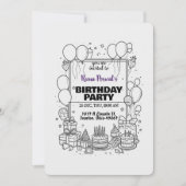 Uitnodiging van Black and White Birthday Party (Voorkant)