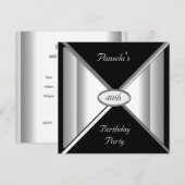 Uitnodiging van Black and White Birthday Party (Voorkant / Achterkant)