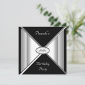 Uitnodiging van Black and White Birthday Party (Staand voorkant)