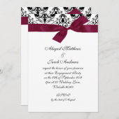 Uitnodiging van Black Burgundy Ribbon Engagement P (Voorkant / Achterkant)