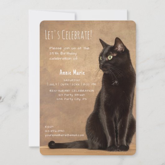 Uitnodiging van Black Cat Birthday (Voorkant)