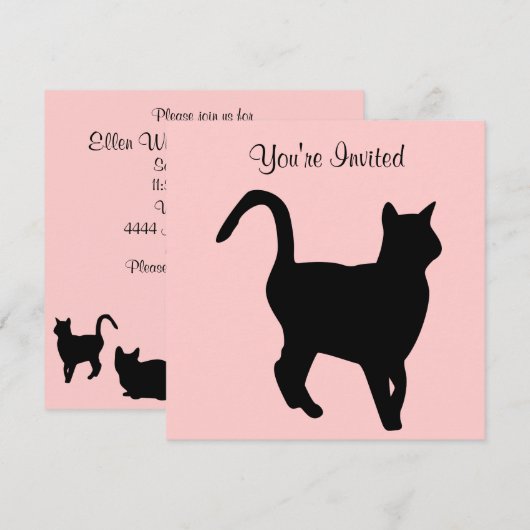 Uitnodiging van Black Cat Birthday (Voorkant / Achterkant)