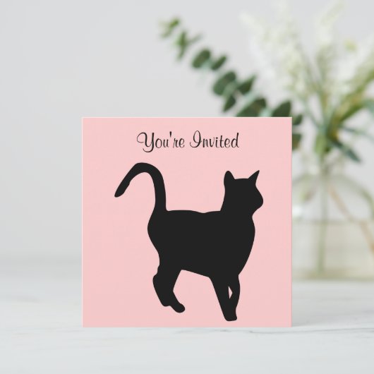 Uitnodiging van Black Cat Birthday (Staand voorkant)