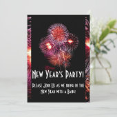 Uitnodiging van Black Fireworks New Years Party (Staand voorkant)