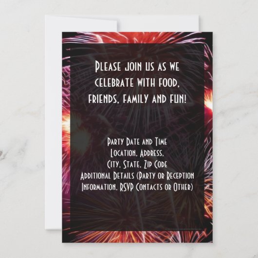 Uitnodiging van Black Fireworks New Years Party (Achterkant)